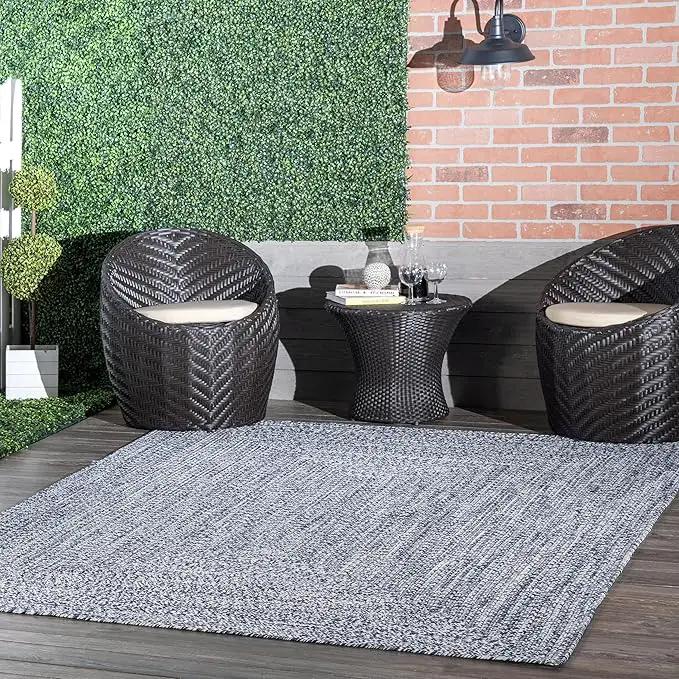 nuLOOM Oval 3' x 5' Solid Hand Braided Indoor/Outdoor Area Rug, Pet-Friendly, High Traffic, Weather Resistant, for Patio, Balcony, Bedroom, Living, Dining Room, Wynn Navy by GreenHaven Gardens