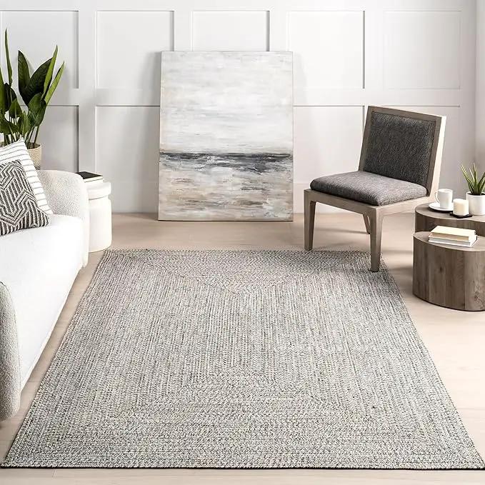 nuLOOM 2' x 10' Solid Hand Braided Indoor/Outdoor Area Rug, Pet-Friendly, High Traffic, Weather Resistant, for Patio, Balcony, Bedroom, Living, Dining Room, Wynn Salt and Pepper by GreenHaven Gardens