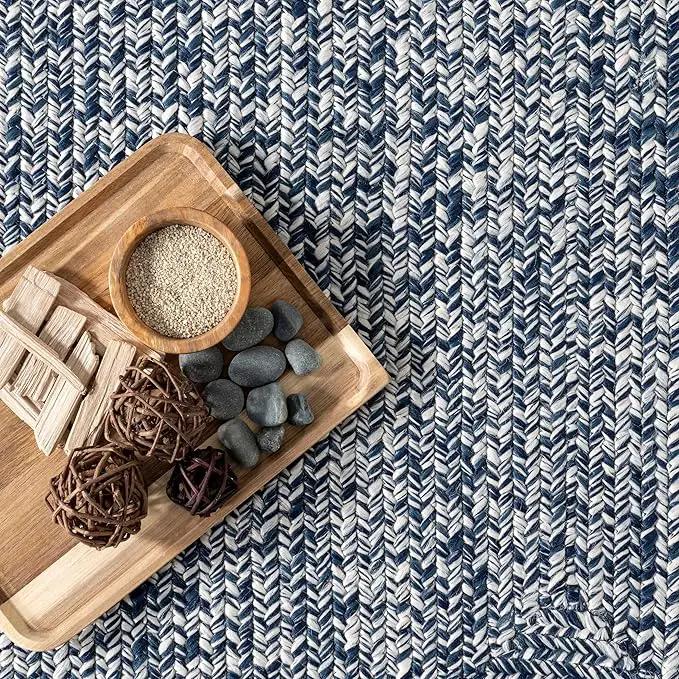 nuLOOM 8' x 10' Solid Hand Braided Indoor/Outdoor Area Rug, Pet-Friendly, High Traffic, Weather Resistant, for Patio, Balcony, Bedroom, Living, Dining Room, Wynn Navy by GreenHaven Gardens