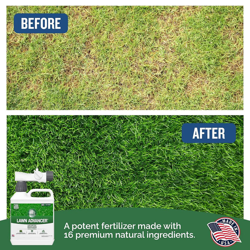 Turf Titan Lawn Advancer – Green Lawn Booster and Lawn Fertilizer (32 oz) – Fast-Acting Hose End Fertilizer Concentrate with Tri-Action Formula – Covers up to 8,000 Sq Ft by GreenHaven Gardens