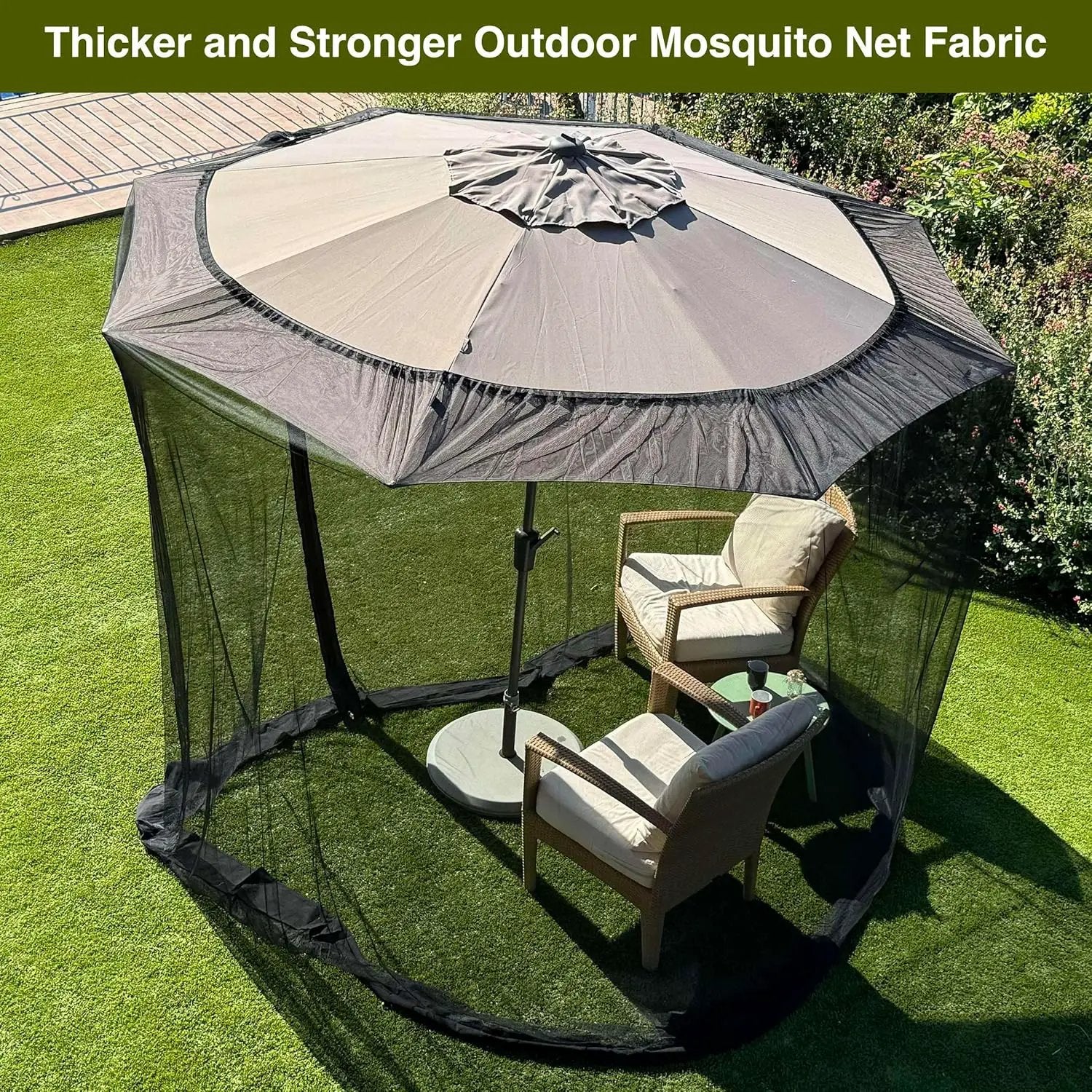 Mosquito Net for Umbrella 9.2 FT | Large Sizes & Fabric Designed for Outdoors | Insect House Screen Netting for Patio, Porch & Garden Terrace | Outside Canopy Bug & Fly Protection Enclosure by GreenHaven Gardens