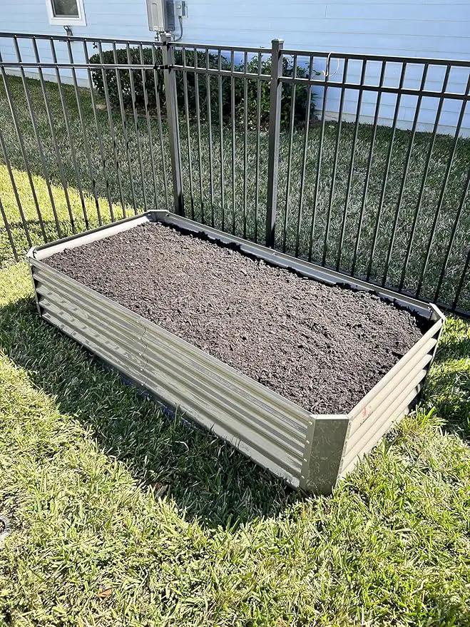 A ANLEOLIFE 6X3X1.5 ft Galvanized Raised Garden Beds Outdoor, Rectangular Metal Planter Box for Planting Vegetables Flowers Herb, Anti-Rust & Easy-Setup, Quartz Grey by GreenHaven Gardens