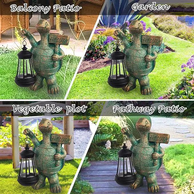 JOYBEE Garden Statues Turtle with Solar Lantern Outdoor Decor-Turtle Solar Figurines Lights Decorations for Patio Yard Lawn Ornaments-Gifts for Birthday Easter Housewarming by GreenHaven Gardens