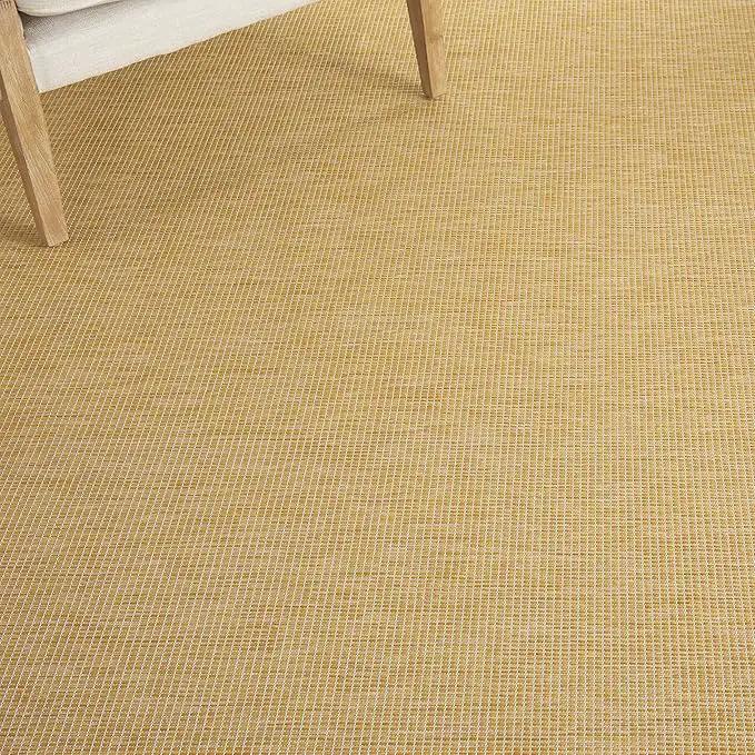 Nourison Positano Indoor/Outdoor Yellow 6' x Round Area Rug, Easy Cleaning, Non Shedding, Bed Room, Living Room, Dining Room, Backyard, Deck, Patio (6 Round) by GreenHaven Gardens