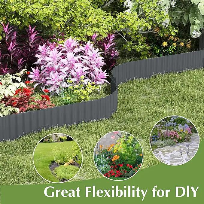 Metal Garden Edging Border, Corrugated Steel Landscaping, DIY for Lawn (Black, 10 Inch x 10FT) by GreenHaven Gardens