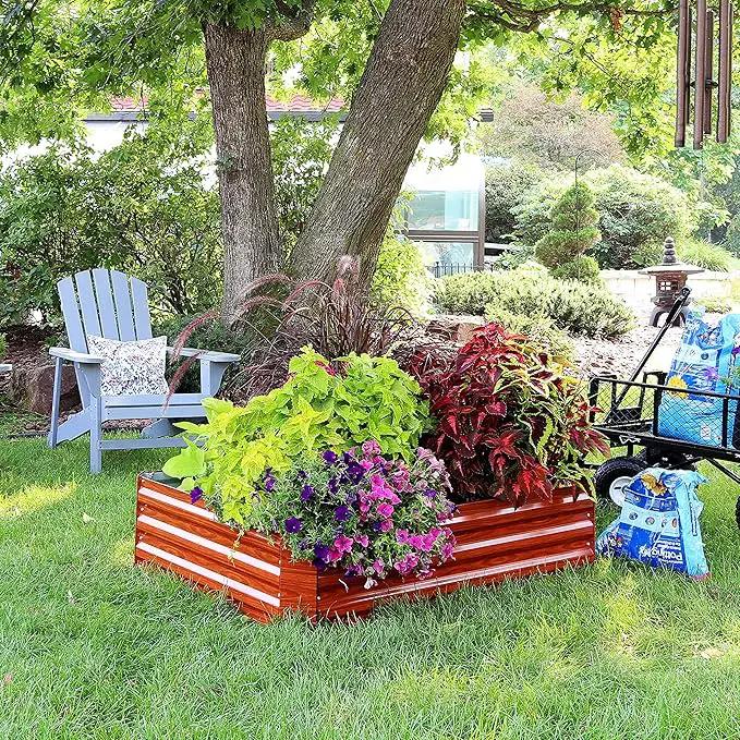 Sunnydaze 11.75" H Raised Metal Garden Bed - Galvanized Raised Garden Bed Outdoor for Vegetables and Flowers - Woodgrain - 4' x 3' Rectangle by GreenHaven Gardens