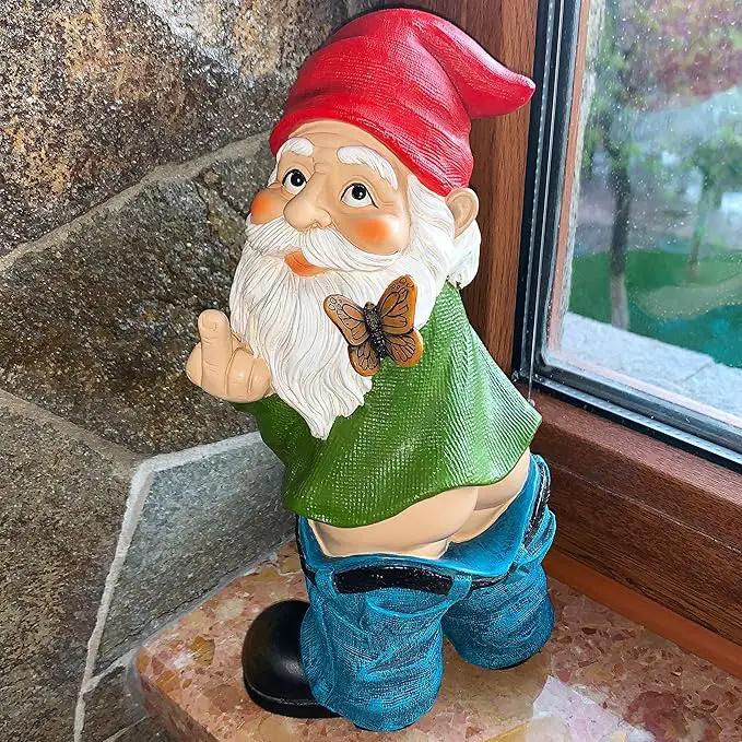 Mood Lab Garden Gnome - Pants Down Gnome - 9.3 Inch Tall Statue Lawn Garden Figurine - for Outdoor or House Decor by GreenHaven Gardens