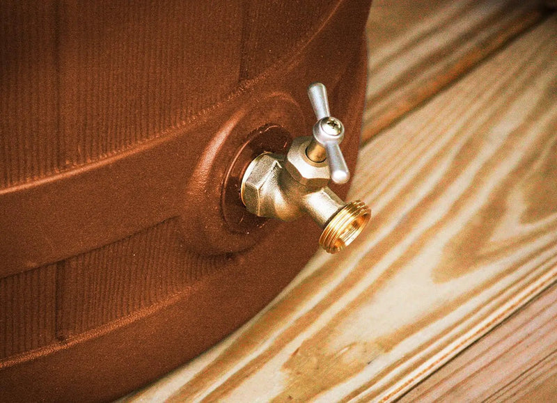 Good Ideas Rain Wizard 50 Gallon Plastic Rain Barrel for Outdoor Rainwater Collection and Storage Features a Metal Spigot and Flat Back Design, Terra Cotta by GreenHaven Gardens