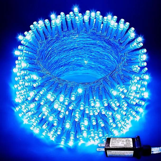 JMEXSUSS 66ft 200 LED Blue Christmas Lights Indoor Outdoor, Connectable Blue String Lights Clear Wire Plug in, 8 Modes Blue Fary Lights for Halloween Tree Party Bedroom Wall Christmas Decoration by GreenHaven Gardens