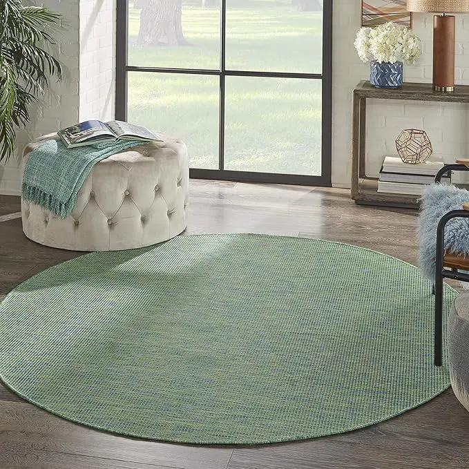 Nourison Positano Indoor/Outdoor Blue/Green 6' x Round Area Rug, Easy Cleaning, Non Shedding, Bed Room, Living Room, Dining Room, Backyard, Deck, Patio (6 Round) by GreenHaven Gardens