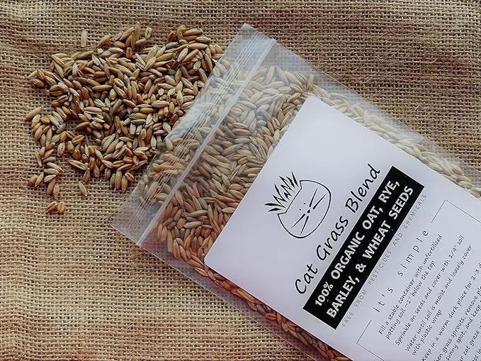 Simple Cat Grass Blend, 100% US Organic, 4 Popular Seeds: Wheat, Barley, Oats, and Rye Mix Combo, Show Your Love with a Healthy Pet Snack Treat (4 Ounce (~3200 Seeds)) by GreenHaven Gardens