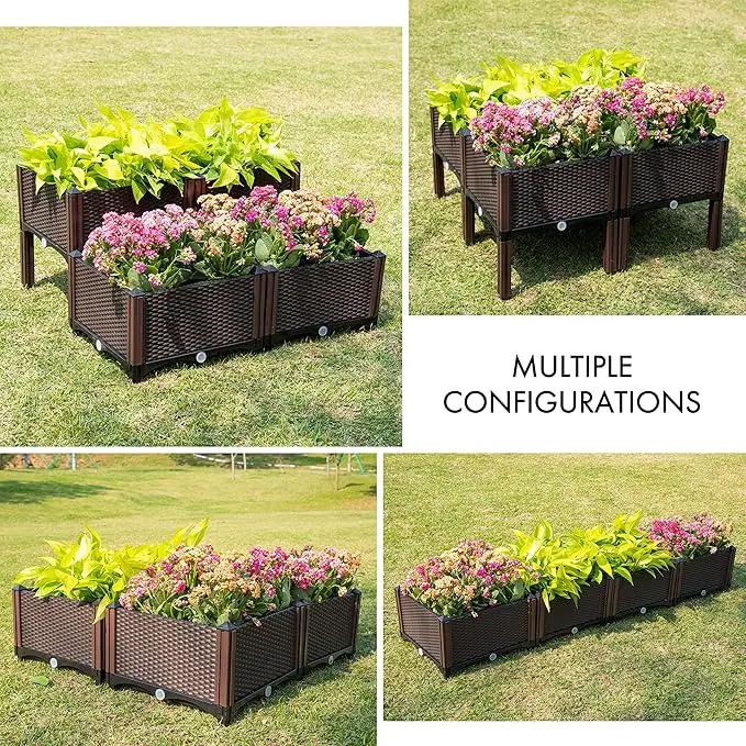 D'vine Dev Raised Beds - Elevated Garden Box with Drainage Plug, Standing Planter Beds for Vegetable/Flower/Herb Gardening Kit, RGB-4 by GreenHaven Gardens