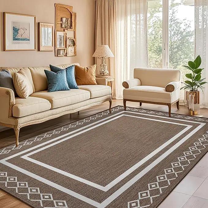 Outdoor Patio Rug, Outside Rectangular Carpet, Moroccan Geometric Rugs, Washable Large Indoor Outdoor Rug 6x9 Mats for RV, Picnic, Backyard, Deck, Balcony, Porch, Beach by GreenHaven Gardens