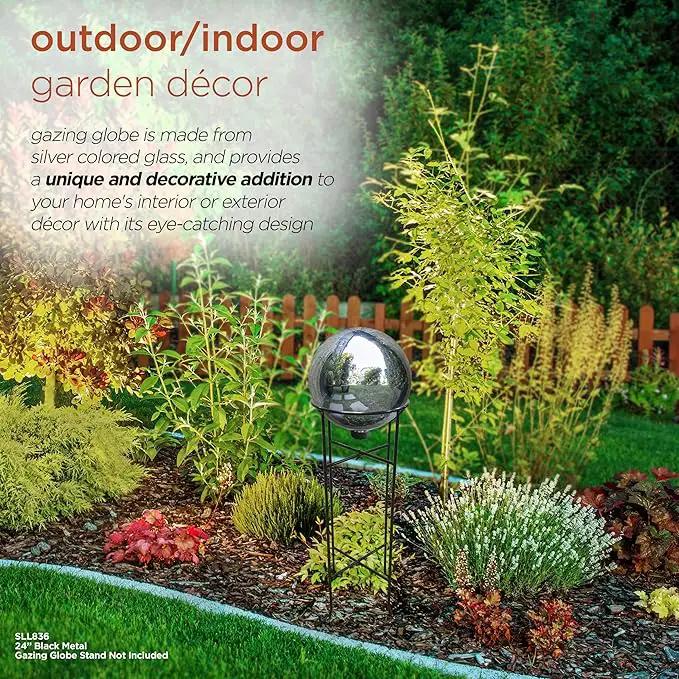 Alpine Corporation 10" Diameter Indoor/Outdoor Glass Gazing Globe Yard Decoration, Silver by GreenHaven Gardens
