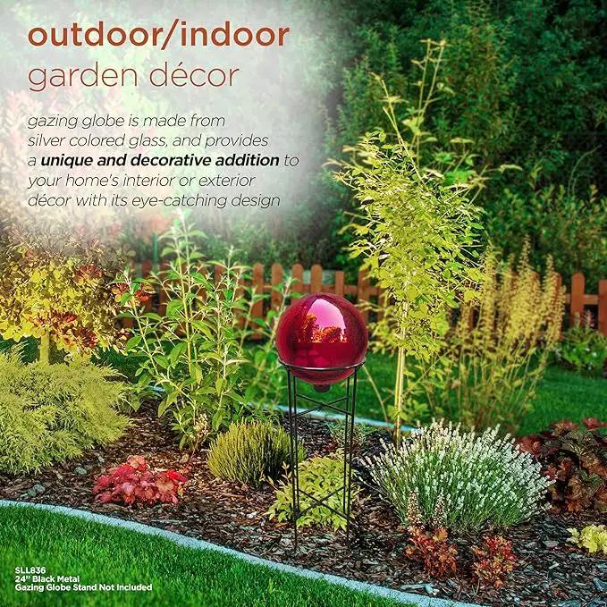 Alpine Corporation 10" Diameter Indoor/Outdoor Glass Gazing Globe Yard Decoration, Red by GreenHaven Gardens