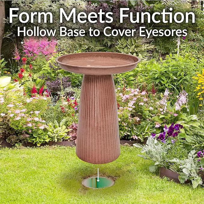 Sunnydaze Gleeful Garden Metal Bird Bath for Outdoors - Large Decorative Iron Birdbath - 23-Inch - Canyon Clay Glaze by GreenHaven Gardens