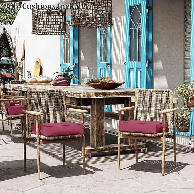 Patio Chair Cushions 18.5 X 16 X 4 Inch Waterproof Outdoor Seat Cushions for Patio Furniture, Outdoor Sofa Couch Pads with Ties & Handle, Set of 2, Fuchsiared by GreenHaven Gardens