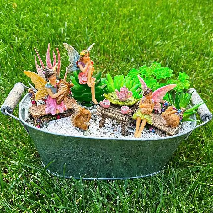 Mood Lab Fairy Garden - Miniature Figurines & Accessories Starter Kit - Fairy Garden Set of 12 pcs - Outdoor or House Decor by GreenHaven Gardens