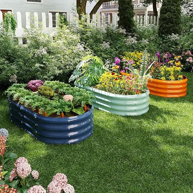 Galvanized Metal Planter Raised Garden Bed Kit for Gardening Outdoor，8x2x1ft Planter Grow Garden Box Raised Flower Bed，Long Vegetable Clearance Herb Raised Garden Beds for Gardening by GreenHaven Gardens