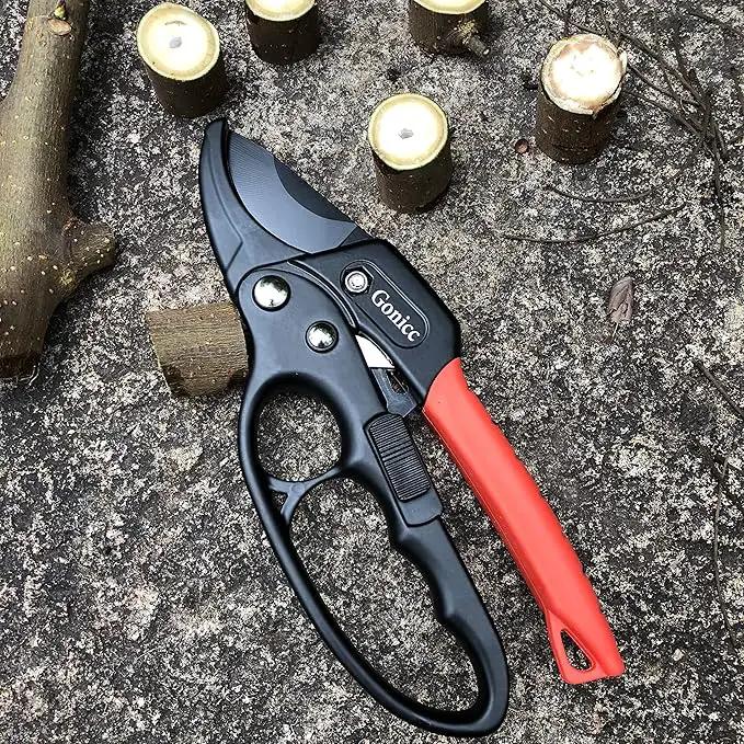 gonicc 8" Professional Ratchet Anvil Pruning Shears (GPPS-1011), Ratcheting Mechanism, Anvil groove design, Reinforced Design Handle, Garden Shears Clippers, Anvil Pruner, Hand Tools Scissors Loppers by GreenHaven Gardens