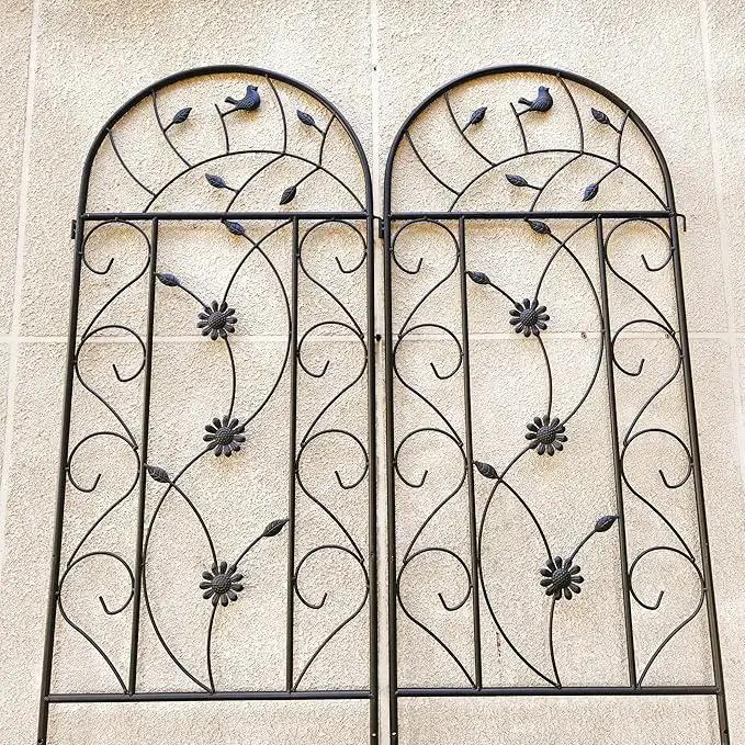 Metal Garden Trellis Rustproof Trellis for Climbing Plants Outdoor Flower Support Bird Deco (Brown-4 Pack, 86.7"x19.7") by GreenHaven Gardens