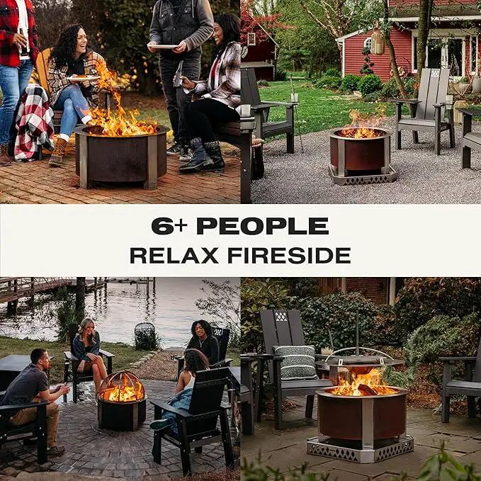 Breeo Smokeless Fire Pit (X Series 24, Corten Steel) | 27.5 inch Smokeless Firepit for Outside | 62 Pounds | Ideal for Families Compatible with Wide Range of Breeo Accessories by GreenHaven Gardens
