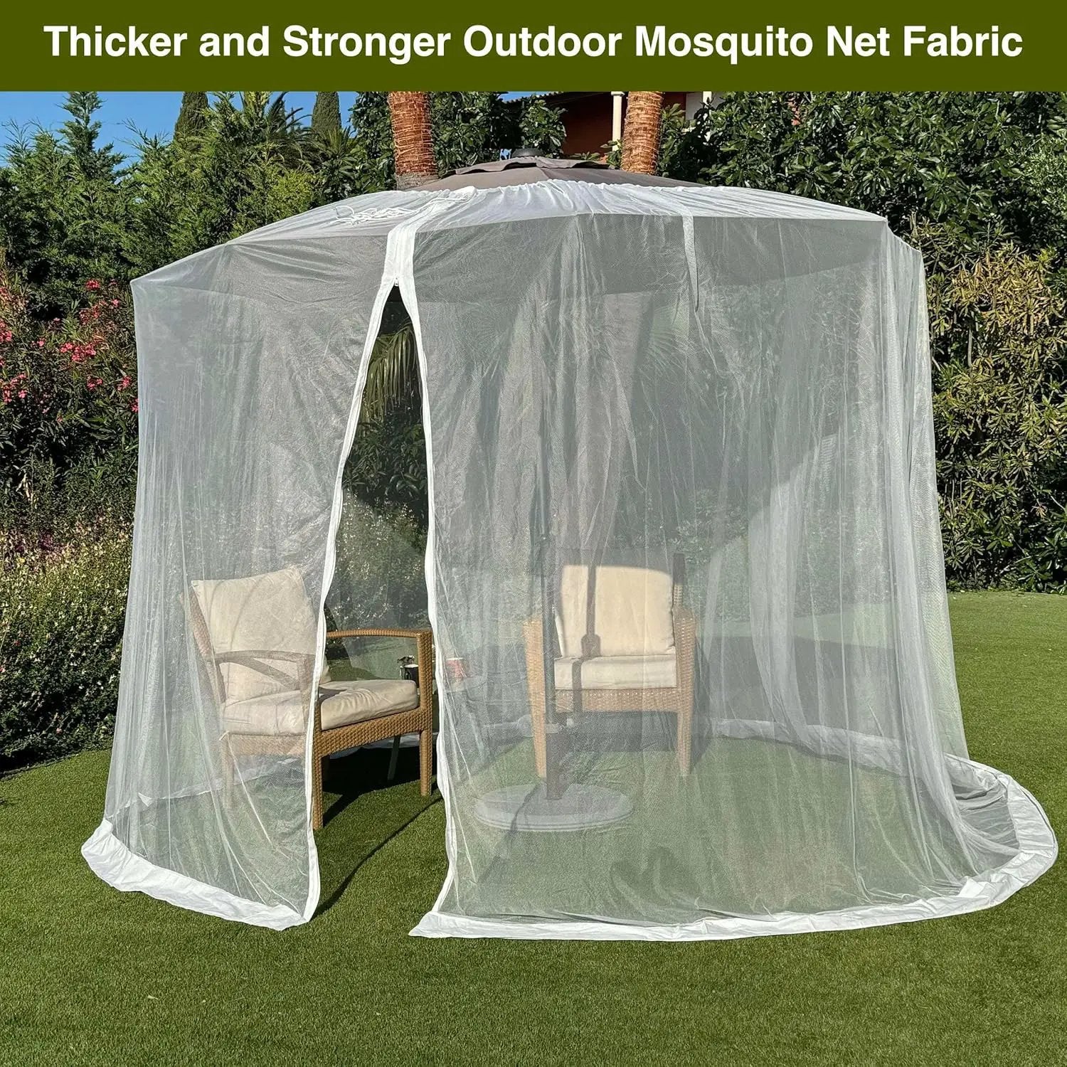 Mosquito Net for Umbrella 9.2 FT | Large Sizes & Fabric Designed for Outdoors | Insect House Screen Netting for Patio, Porch & Garden Terrace | Outside Canopy Bug & Fly Protection Enclosure by GreenHaven Gardens