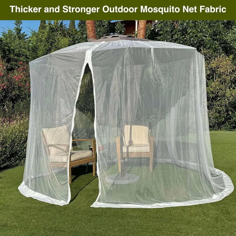 Mosquito Net for Umbrella 9.2 FT | Large Sizes & Fabric Designed for Outdoors | Insect House Screen Netting for Patio, Porch & Garden Terrace | Outside Canopy Bug & Fly Protection Enclosure by GreenHaven Gardens