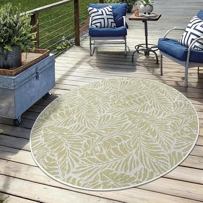 Keen Home Design Terrace Outdoor Round Rug - 8ft Round Washable Indoor/Outdoor Rug for Patio, Kitchen, Balcony, Beach, Garden, Deck and Porch, Size: 7'7" Round by GreenHaven Gardens