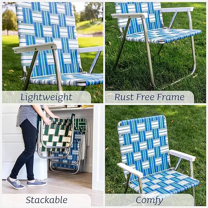Lawn Chair USA Folding Aluminum Outdoor Patio Lawn Chair | Heavy-Duty Webbed Chairs for Camping, Sports, Beach, Yard & Tailgating | Lightweight Portable | Magnum - Orange and White with White Arms by GreenHaven Gardens