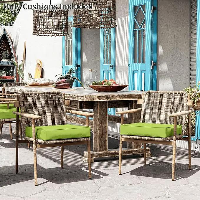 Patio Chair Cushions 22 X 22 X 4 Inch Waterproof Outdoor Seat Cushions for Patio Furniture, Outdoor Sofa Couch Pads with Ties & Handle, Set of 2, Grass Green by GreenHaven Gardens