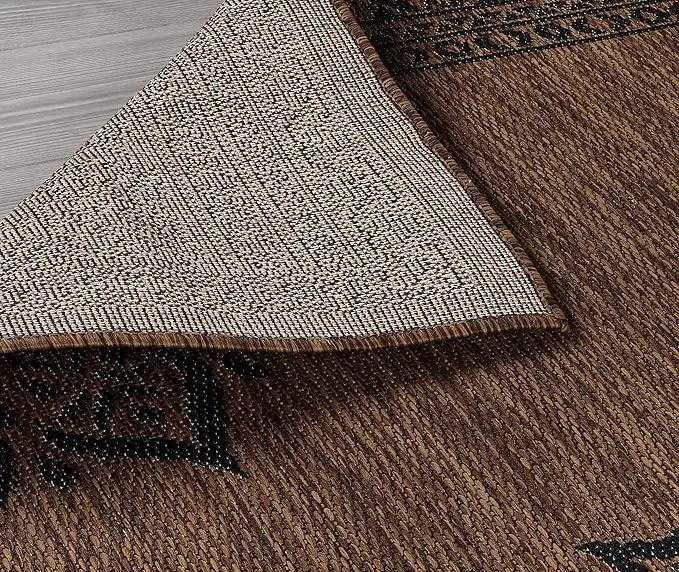 CAMILSON Outdoor Rug, Modern Area Rugs for Indoor and Outdoor Patios, Kitchen and Hallway mats, Washable Porch Deck Outside Carpet (6 x 9, Medallion Nut Brown) by GreenHaven Gardens