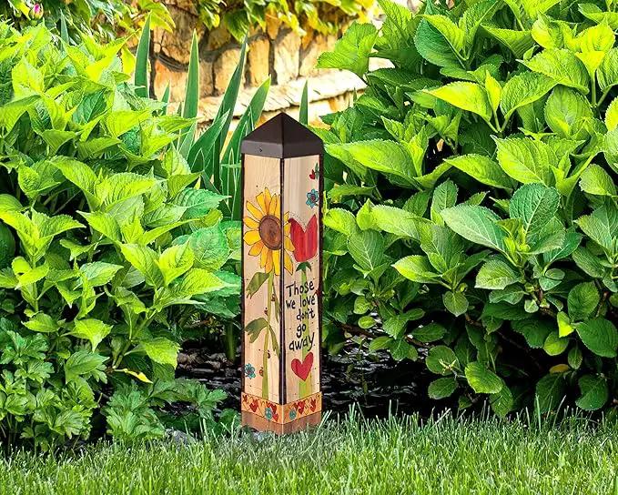 Studio M Art Pole, PVC Weather Resistant Pole with Vinyl Bowl 20 inches Tall Outdoor Decoration for Gardens, Patios, Yards, Landscaping and Birding Accessories, Those We Love Don't Go Away by GreenHaven Gardens