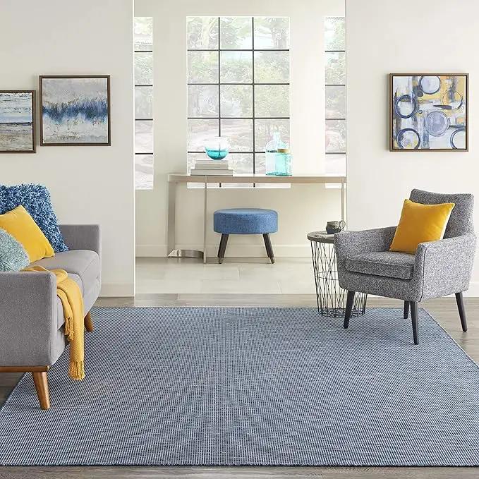 Nourison Positano Indoor/Outdoor Navy Blue 2'2" x 10' Area Rug, Easy Cleaning, Non Shedding, Bed Room, Living Room, Dining Room, Backyard, Deck, Patio (2x10) by GreenHaven Gardens