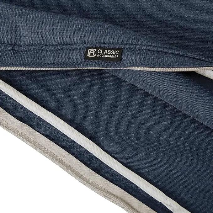 Classic Accessories Montlake Water-Resistant 25 x 18 x 4 Inch Patio Lounge Back Cushion, Heather Indigo Blue, Outdoor Loveseat Cushions by GreenHaven Gardens