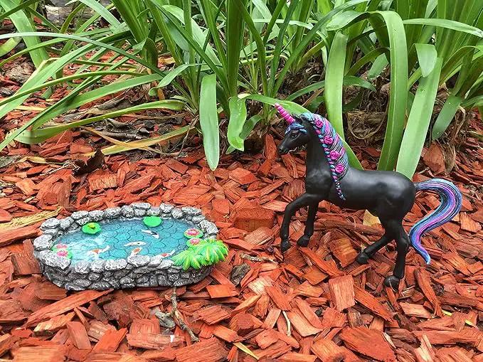 GlitZGlam KOI Miniature Pond for a Fairy Garden. A Miniature Pond for a Miniature Fairy Garden and Enchanted Garden Accessories by GreenHaven Gardens