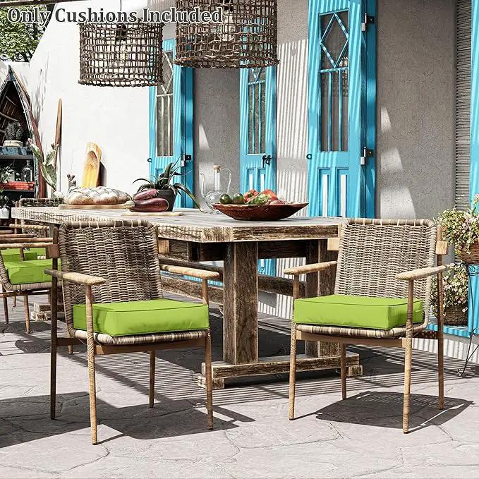 Patio Chair Cushions 19 X 19 X 4 Inch Waterproof Outdoor Seat Cushions for Patio Furniture, Outdoor Sofa Couch Pads with Ties & Handle, Set of 2, Grass Green by GreenHaven Gardens