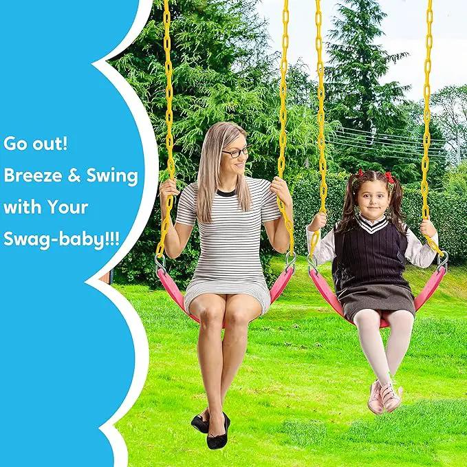 TURFEE 2 Packs Heavy Duty Swing Seat, Swing Set Accessories Replacement with 4 Snap Hooks for Kids Outdoor Play Playground, Trees, Swingsets, Playground(Pink) by GreenHaven Gardens