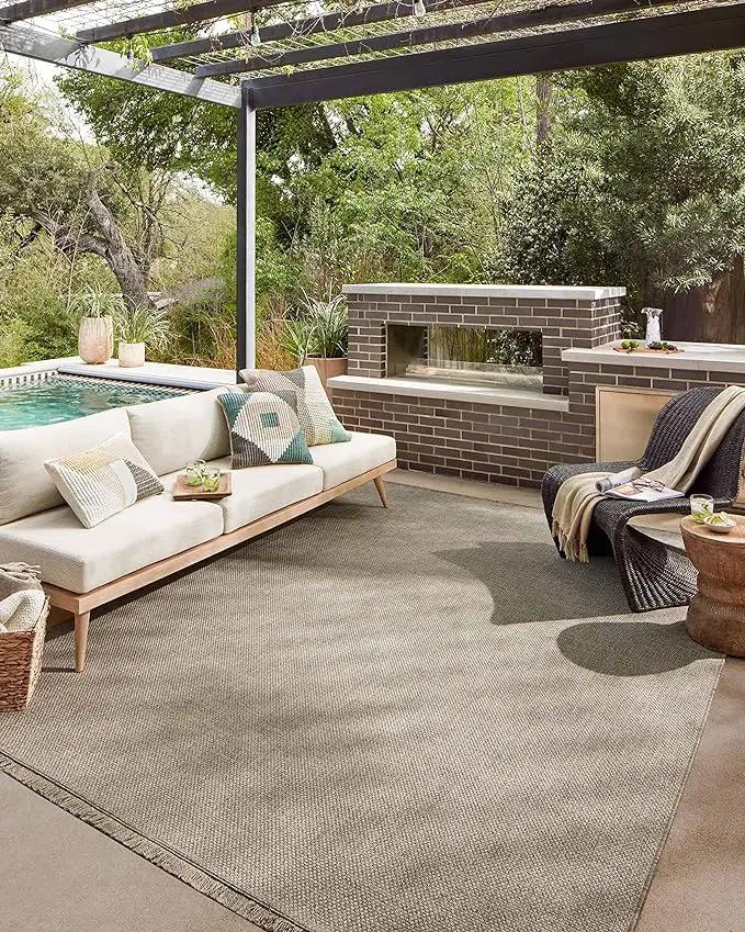 Loloi Dawn Collection Indoor/Outdoor DAW-04 Coffee 7'-8" x 7'-8" Round Area Rug by GreenHaven Gardens