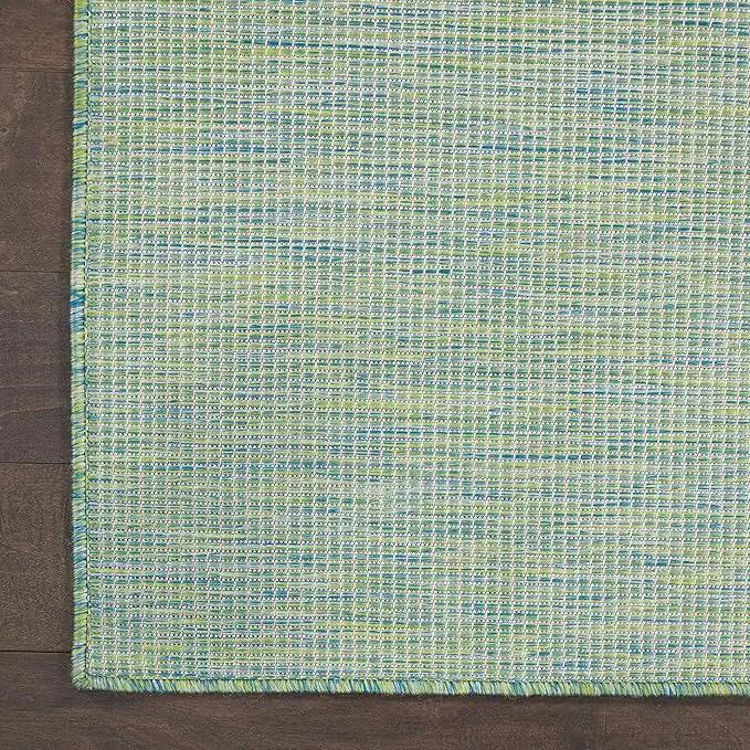 Nourison Positano Indoor/Outdoor Blue/Green 8' x Round Area Rug, Easy Cleaning, Non Shedding, Bed Room, Living Room, Dining Room, Backyard, Deck, Patio (8 Round) by GreenHaven Gardens