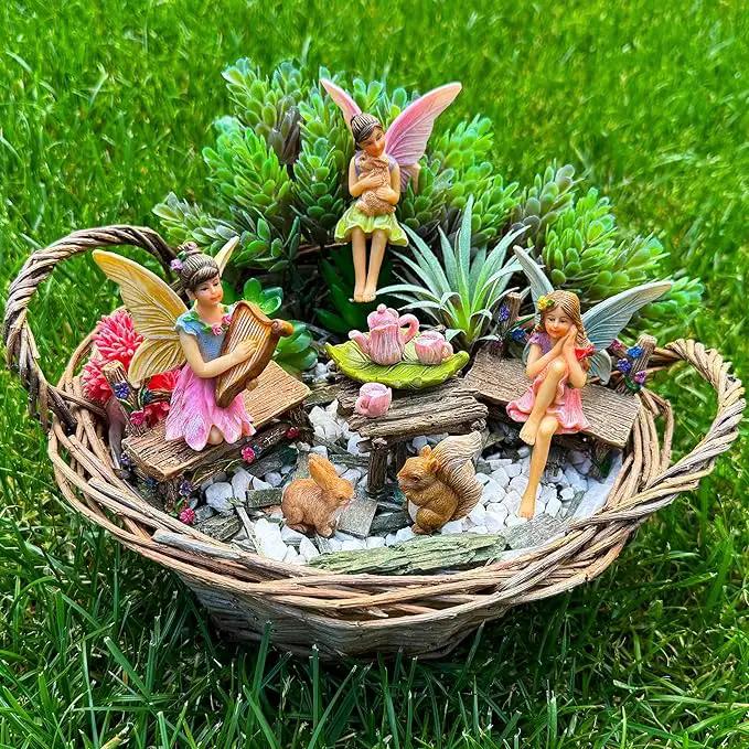 Mood Lab Fairy Garden - Miniature Figurines & Accessories Starter Kit - Fairy Garden Set of 12 pcs - Outdoor or House Decor by GreenHaven Gardens