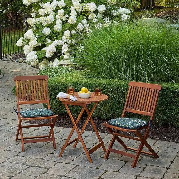 Arden Indoor/Outdoor Foam Seat Pad, 2 Pack, 17 x 16, Patio Cushion, Water Repellent, Fade Resistant, Foam Cushion Sapphire Aurora Blue Damask by GreenHaven Gardens