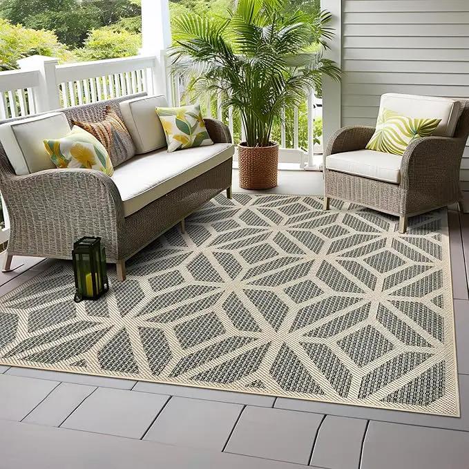 Rugshop Contemporary Geometric Indoor/Outdoor Square Rug 6' 6" Blue by GreenHaven Gardens