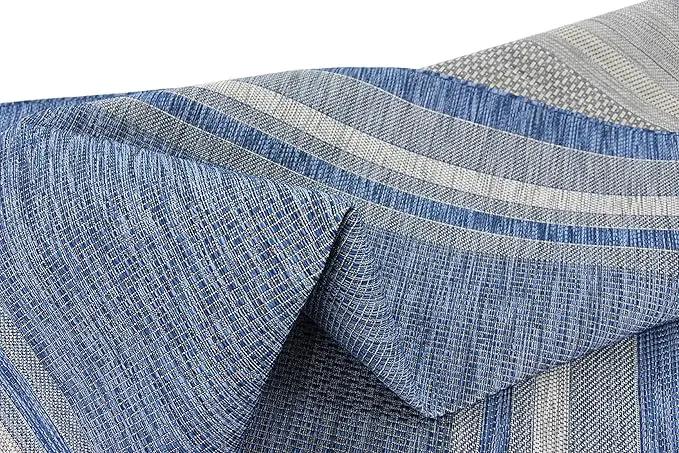 Unique Loom Outdoor Border Collection Area Rug - Soft Border (8' x 11' 4" Rectangle, Blue/ Ivory) by GreenHaven Gardens