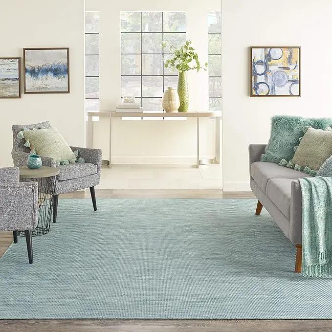 Nourison Positano Indoor-Outdoor Aqua 4' x 6' Area Rug, Easy Cleaning, Non Shedding, Bed Room, Living Room, Dining Room, Backyard, Deck, Patio (4x6) by GreenHaven Gardens