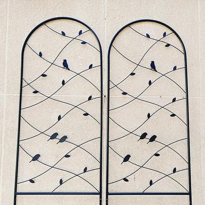 Metal Garden Trellis Rustproof Trellis for Climbing Plants Outdoor Flower Support Bird Deco (Black-2 Pack, 86.7"x19.7") by GreenHaven Gardens