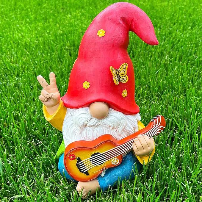 Mood Lab Garden Gnome - Funny Hippie Gnome Figurine - 9.25 Inch Tall Lawn Statue - for Outdoor or House Decor by GreenHaven Gardens