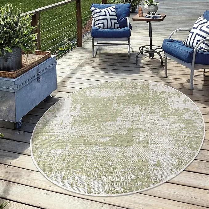 Keen Home Design Terrace Outdoor Round Rug - 5ft Round Washable Indoor/Outdoor Rug for Patio, Kitchen, Balcony, Beach, Garden, Deck and Porch, Size: 5'3" Round by GreenHaven Gardens