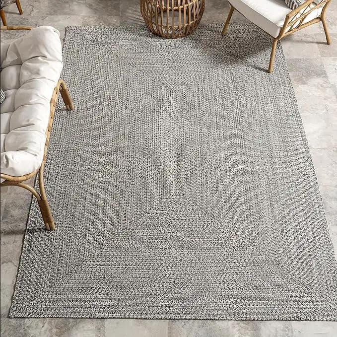 nuLOOM 2' x 10' Solid Hand Braided Indoor/Outdoor Area Rug, Pet-Friendly, High Traffic, Weather Resistant, for Patio, Balcony, Bedroom, Living, Dining Room, Wynn Salt and Pepper by GreenHaven Gardens