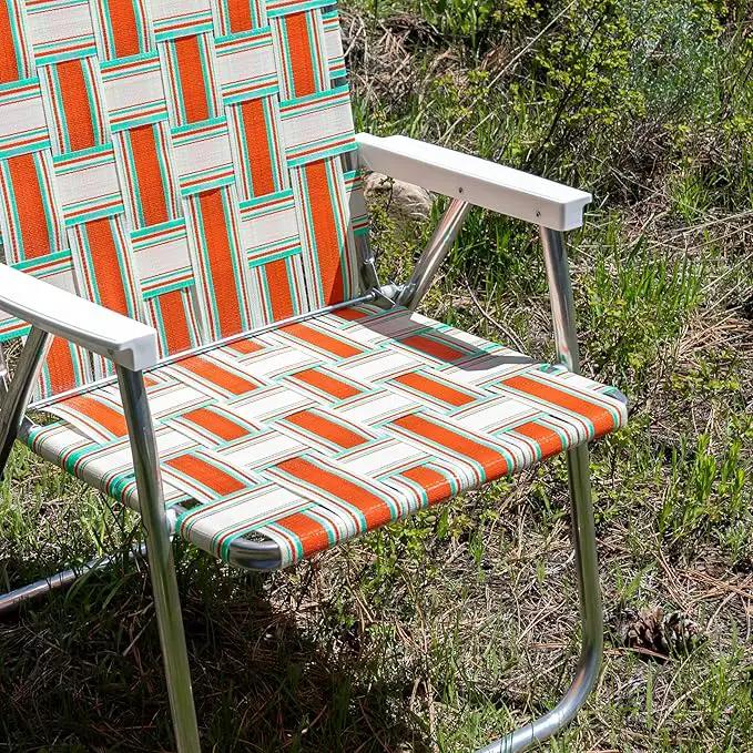 Lawn Chair USA Folding Aluminum Outdoor Patio Lawn Chair | Heavy-Duty Webbed Chairs for Camping, Sports, Beach, Yard & Tailgating | Lightweight Portable | Magnum - Surfside by GreenHaven Gardens
